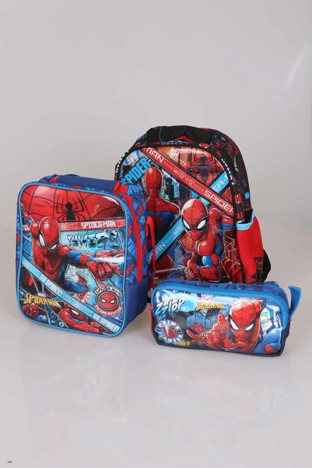 LİSANSLI SPIDERMAN ANAOKULU, BESLENME VE KALEM ÇANTASI 3'LÜSÜ
