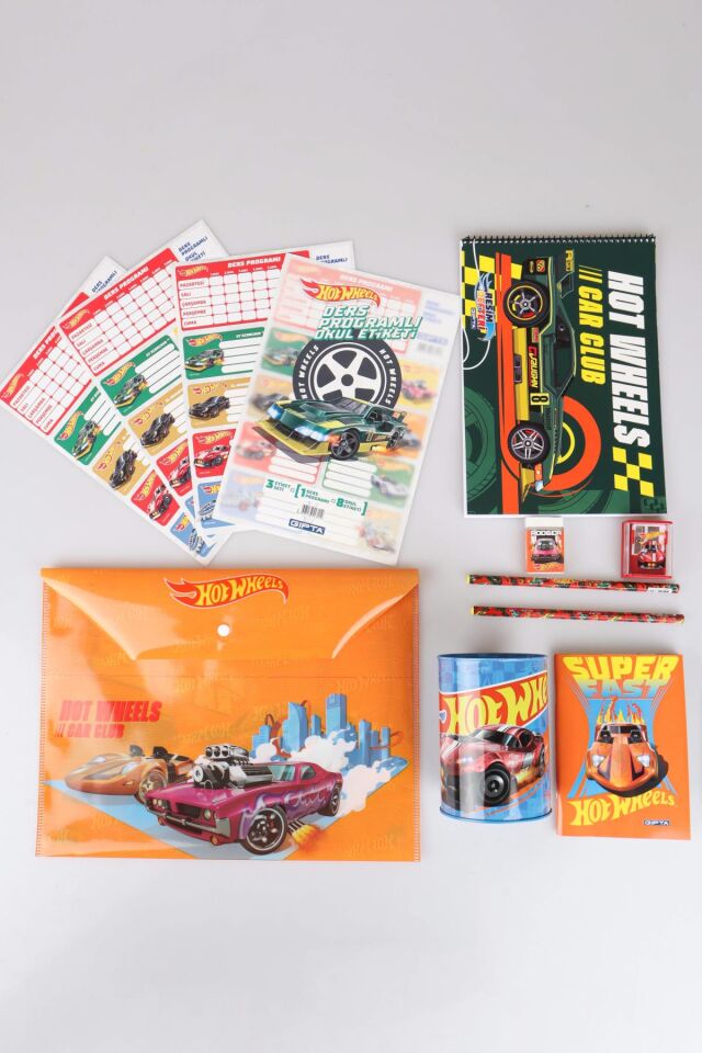 YENİ SEZON LİSANSLI HOT WHEELS 12 PARÇA KIRTASİYE SETİ ÇITÇIT DOSYA,KALEM,SİLGİ,KUMBARA,KALEMTRAŞ,RESİM DEFTERİ,OKUL ETİKETİ