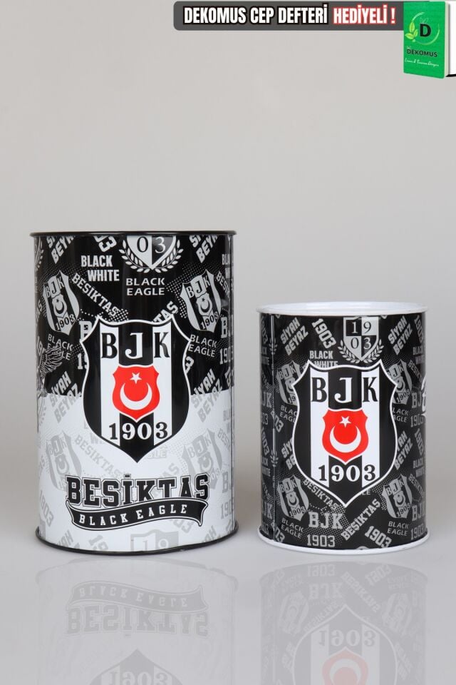 Lisanslı Beşiktaş Orta ve Küçük Boy Kumbara Seti Dekomus Cep Defteri Hediyeli