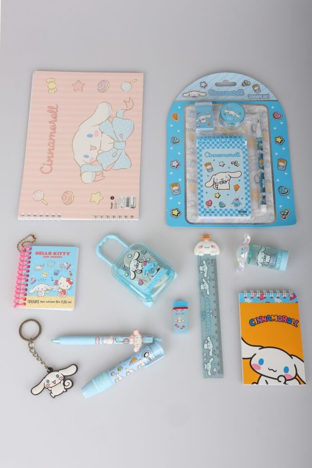 Sweet Bow Collection Lisanslı Cinnamoroll 17 Parça Kırtasiye Seti Resim Defteri,Çıtçıt Dosya