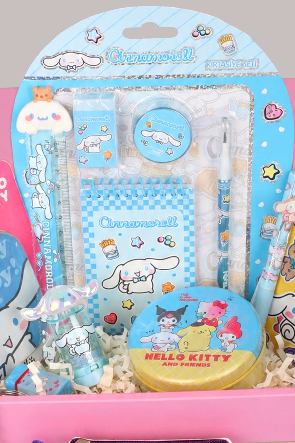 Özel Kutulu Sweet Bow Collection Lisanslı Cinnamoroll 18 Parça Kırtasiye Seti Uçlu Kalem,Bloknot,Roket Silgi