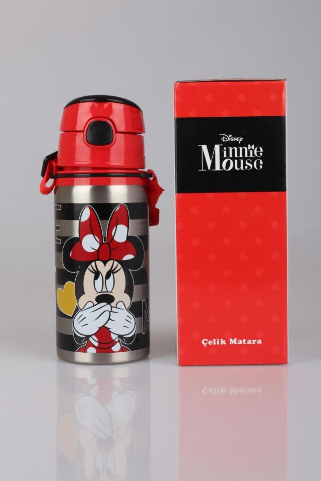 DEKOMUS İLE LİSANSLI MINNIE MOUSE ÇELİK MATARA 500 ML