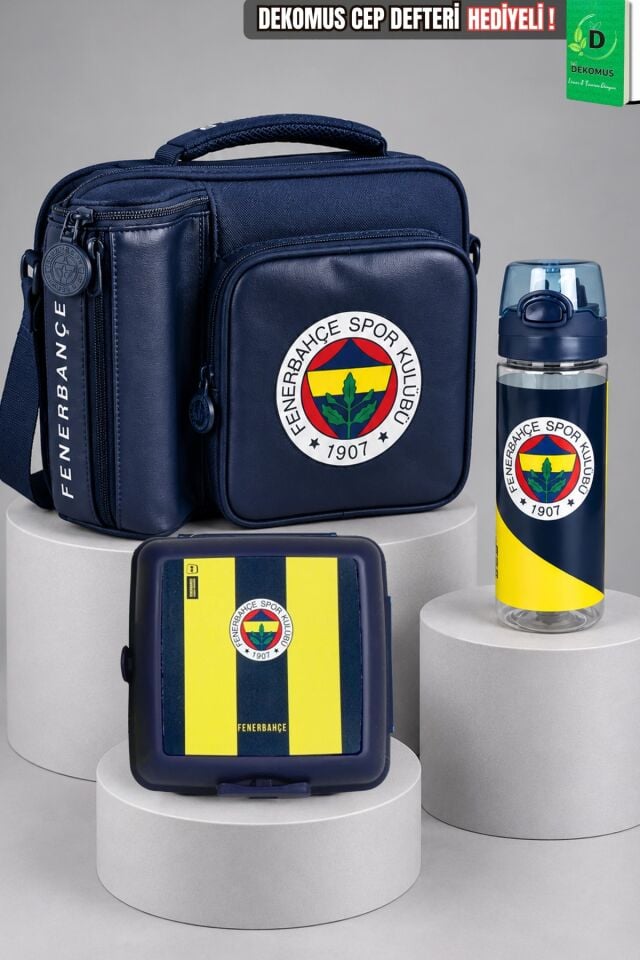 Lisanslı Fenerbahçe Navy Legacy Collection Beslenme Çantası,Beslenme Kabı,500 ML Matara Seti