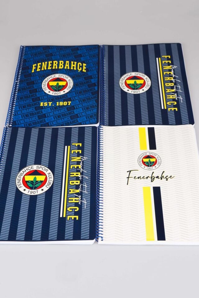 LİSANSLI FENERBAHÇE SPIRALLI 2 ADET KARELİ VE 2 ADET ÇİZGİLİ A4 KARTON KAPAK 72 YAPRAK DEFTER SETİ ''DEKOMUS CEP DEFTERİ HEDİYELİ''