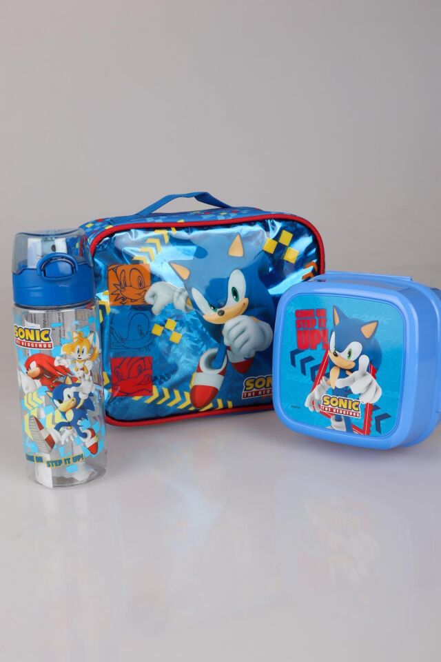 LİSANSLI SONIC '' BESLENME SETİ '' 2 KATLI BESLENME KUTUSU , BESLENME ÇANTASI VE 500 ML TRITAN MATARA