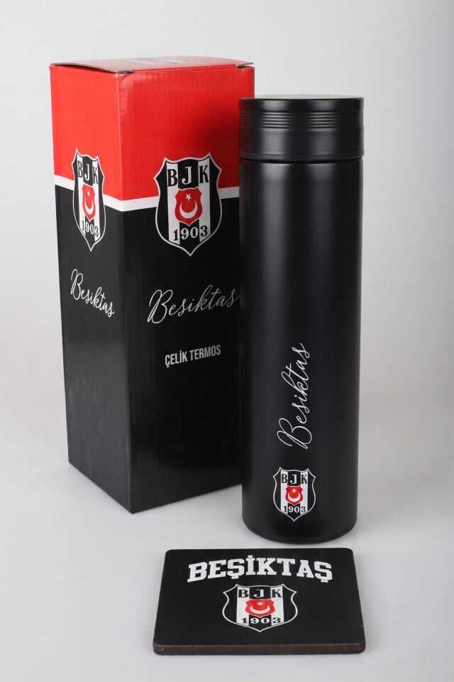 x Dekomus Lisanslı Beşiktaş 500 ML Çelik Matara ve Kupa Altlığı Seti