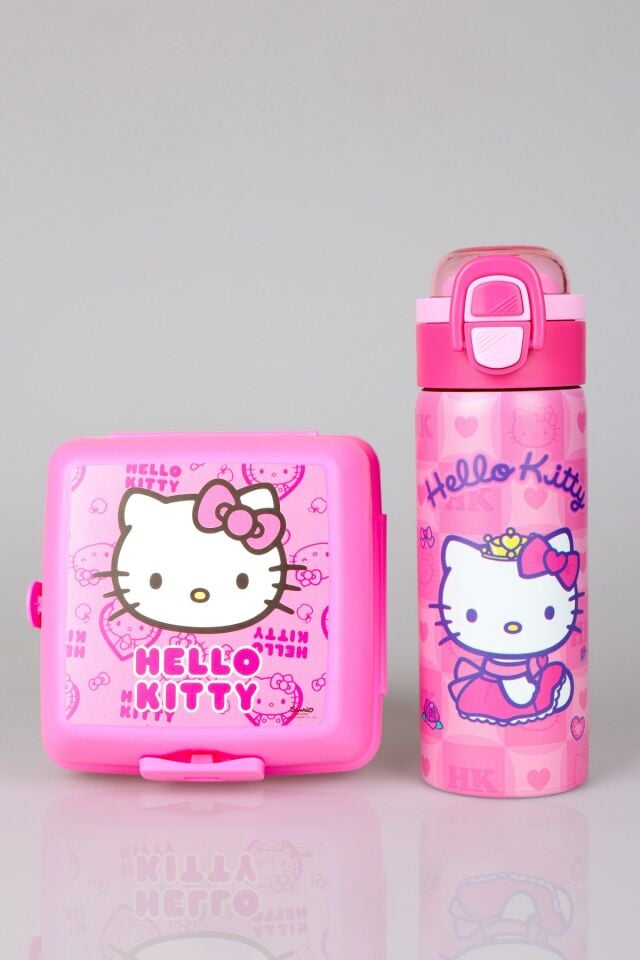 x Dekomus Lisanslı Hello Kitty Love Shine Collection 600 ML Çelik Matara ve Beslenme Kabı Seti