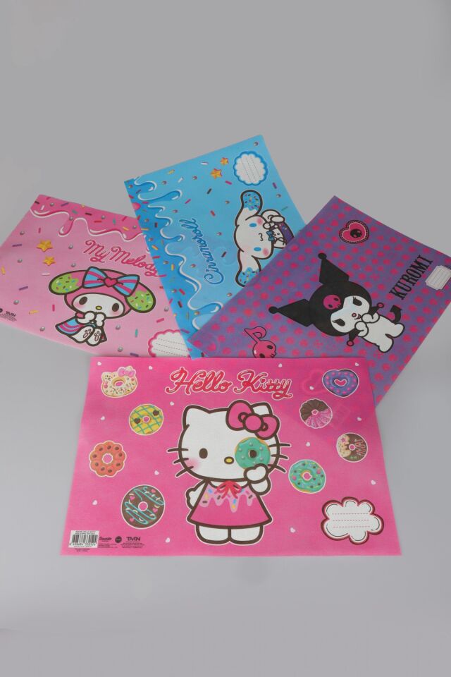 x Dekomus Lisanslı Hello Kitty,Cinnamorol,My Melody,Kuromi Best Friends 4 Adet Beslenme Örtüsü