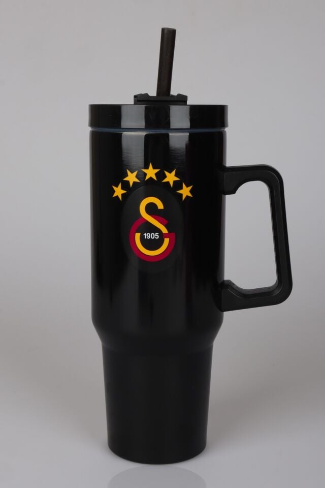 x Dekomus Lisanslı Galatasaray Pipetli Kulplu Termos Mug Paslanmaz Çelik Matara 1,20 Litre