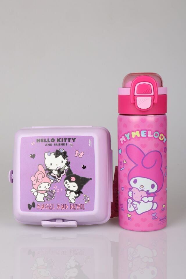 x Dekomus Lisanslı My Melody Sweet Berry Collection 600 ML Çelik Matara ve Beslenme Kabı Seti