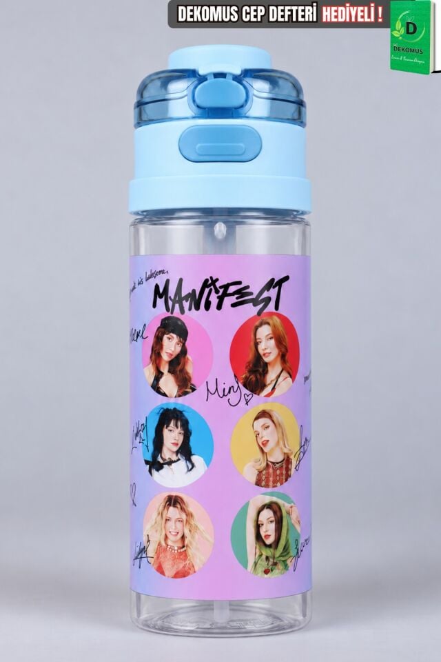 x Dekomus Lisanslı Manifest Toz Pembe Collection Çift Fonksiyonlu 500 ML Tritan Matara