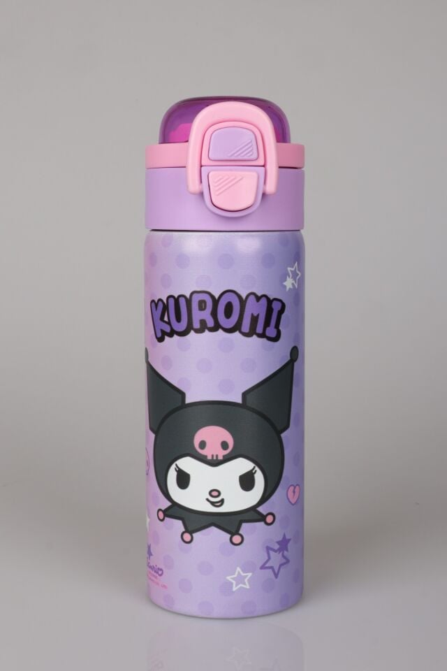 x Dekomus Lisanslı Kuromi Dark Delight Collection 600 ML Çift Fonksiyon Kapaklı Çelik Matara