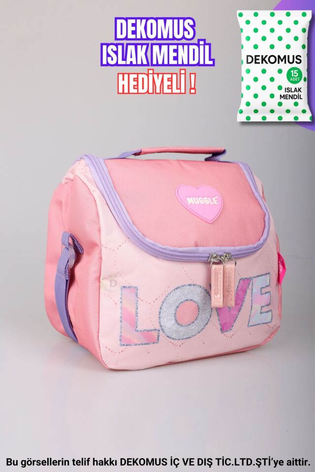 ''DEKOMUS ISLAK MENDİL HEDİYELİ'' ''LOVE KOLEKSİYONU'' TERMOSLU BESLENME ÇANTASI