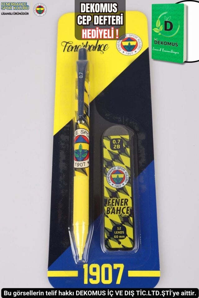 ''DEKOMUS CEP DEFTERİ HEDİYELİ''LİSANSLI FENERBAHÇE VERSATİL UÇLU KALEM VE 0.7 MM UÇ 2'Lİ SET