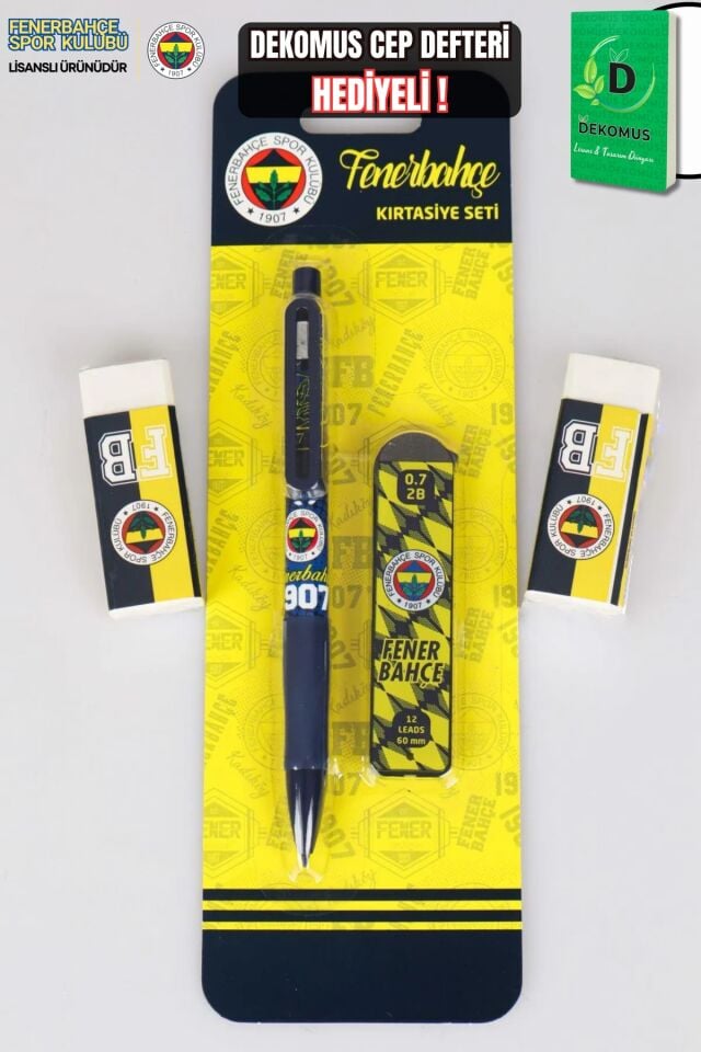 ''DEKOMUS CEP DEFTERİ HEDİYELİ'' LİSANSLI FENERBAHÇE VERSATİL UÇLU KALEM , 0.7 MM UÇ VE 2 ADET SİLGİ SETİ