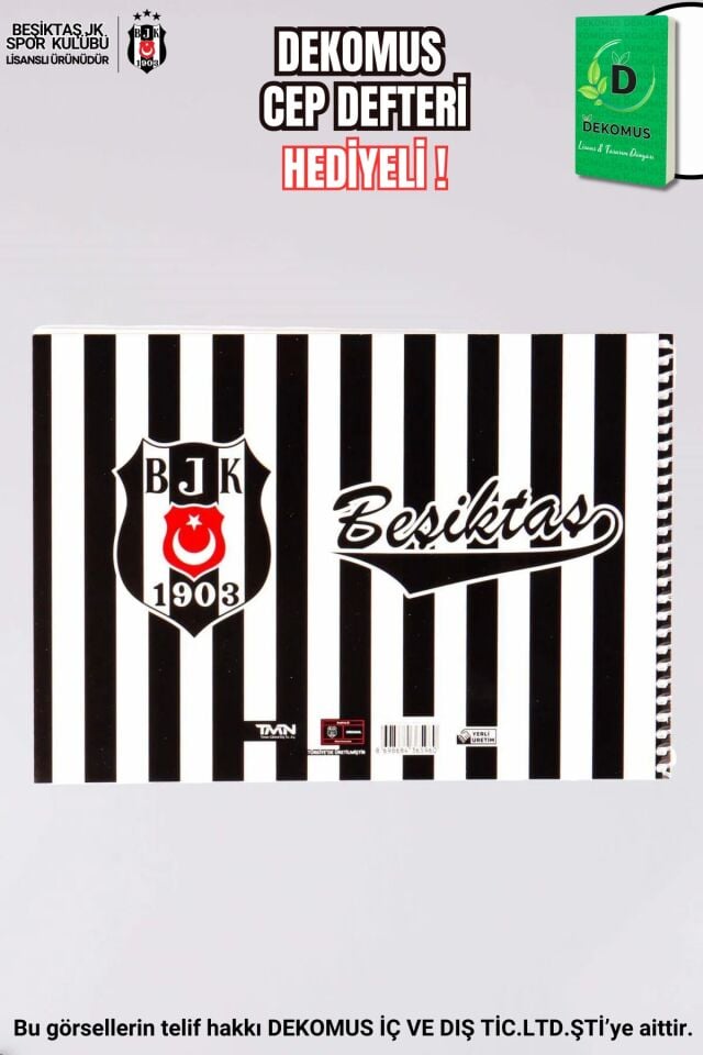 x Dekomus Lisanslı Beşiktaş 17x24 Cm 15 Yaprak Resim Defteri Tek ADet
