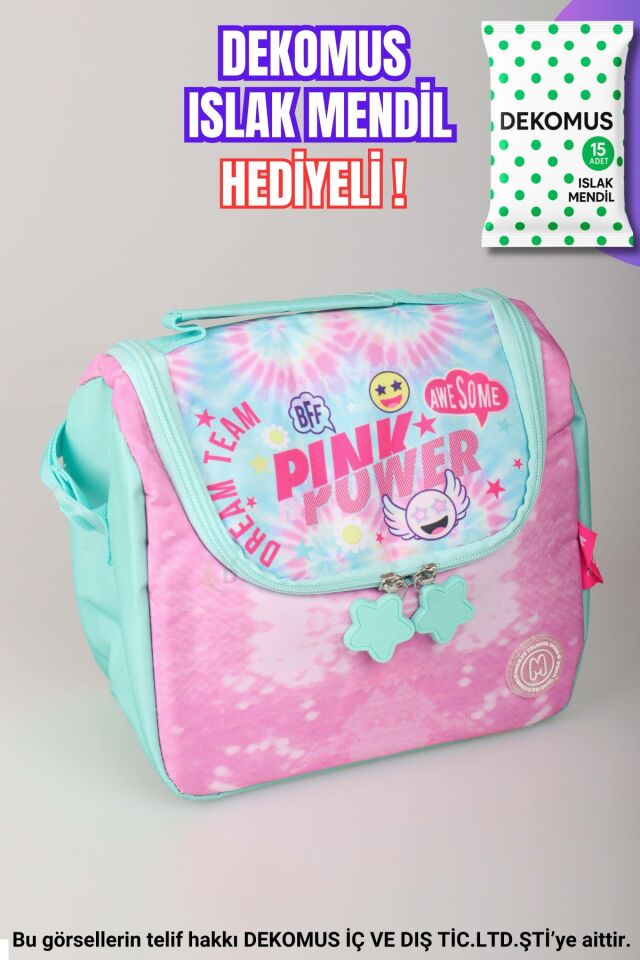 ''DEKOMUS ISLAK MENDİL HEDİYELİ''  ''THE POWER OF PINK LOVE KOLEKSİYONU'' TERMOSLU BESLENME ÇANTASI