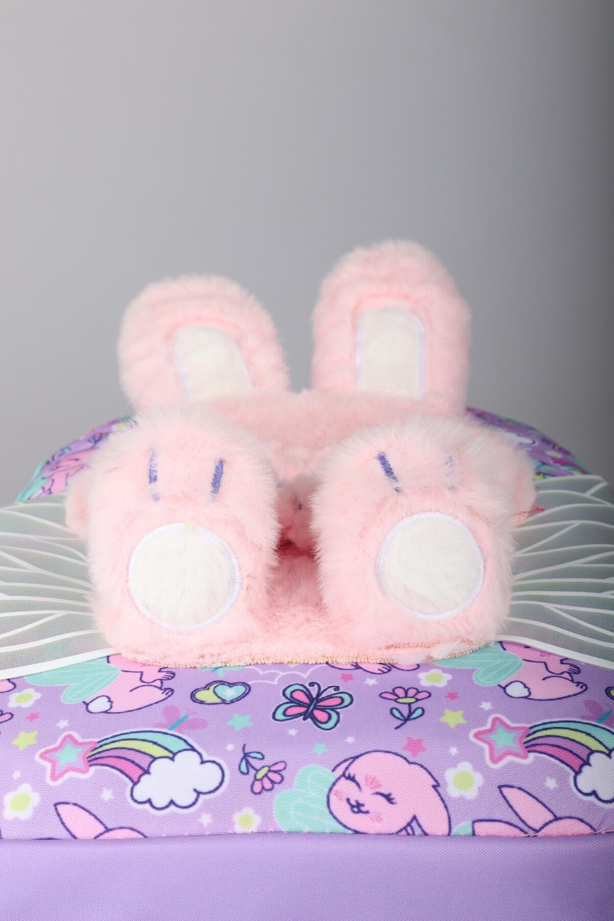 ''DEKOMUS ISLAK MENDİL HEDİYELİ'' ''FLUFFY BUNNY KOLEKSİYONU'' BÜYÜK BOY OKUL ÇANTASI,TERMOSLU BESLENME ÇANTASI VE KALEM ÇANTASI