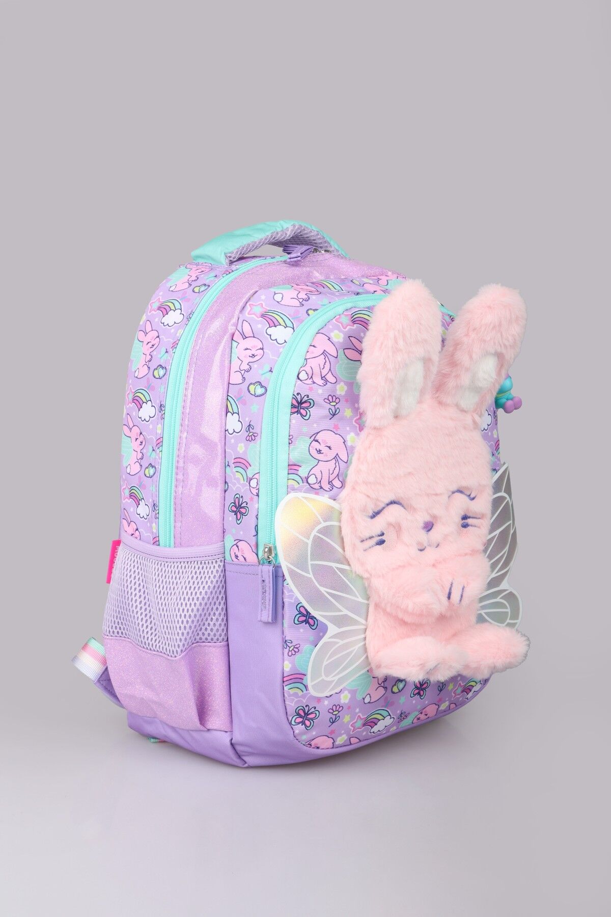 ''DEKOMUS ISLAK MENDİL HEDİYELİ'' ''FLUFFY BUNNY KOLEKSİYONU'' BÜYÜK BOY OKUL ÇANTASI,TERMOSLU BESLENME ÇANTASI VE KALEM ÇANTASI