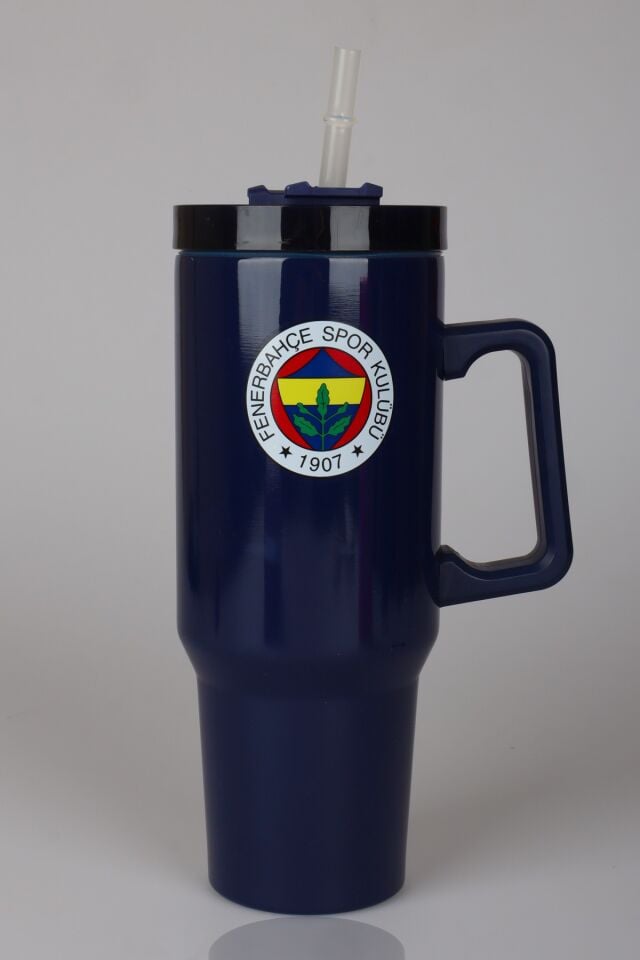 x Dekomus Lisanslı Fenerbahçe Pipetli Kulplu Termos Mug Paslanmaz Çelik Matara 1,20 Litre