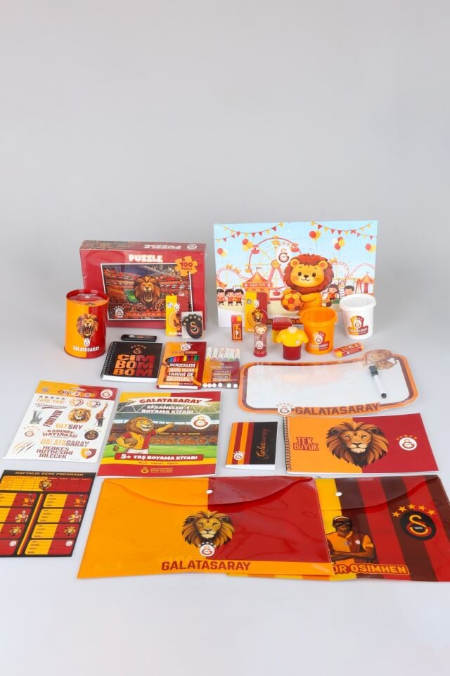 x Dekomus Lisanslı Galatasaray 41 Parça Full Eğlence & Hobi Kırtasiye Seti Oyun Hamuru,Puzzle,Kuru Boya,Boyama Kitabı