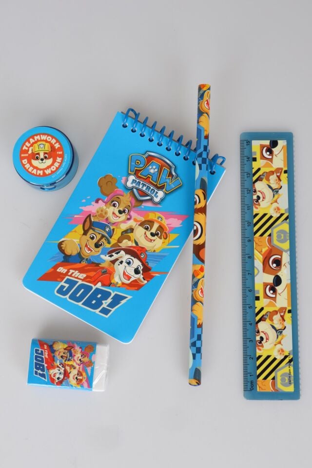x Dekomus Lisanslı Paw Patrol Rescue Crew Collection 5'Li Kırtasiye Seti Not Defteri,Kurşun Kalem,Cetvel,Silgi,Kalemtraş