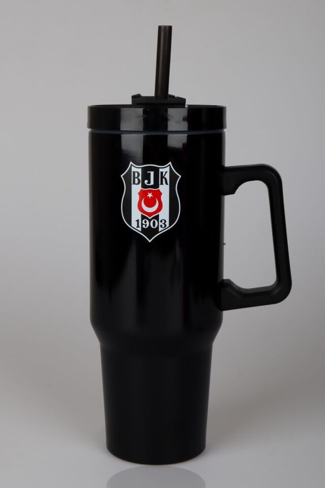 x Dekomus Lisanslı Beşiktaş Pipetli Kulplu Termos Mug Paslanmaz Çelik Matara 1,20 Litre