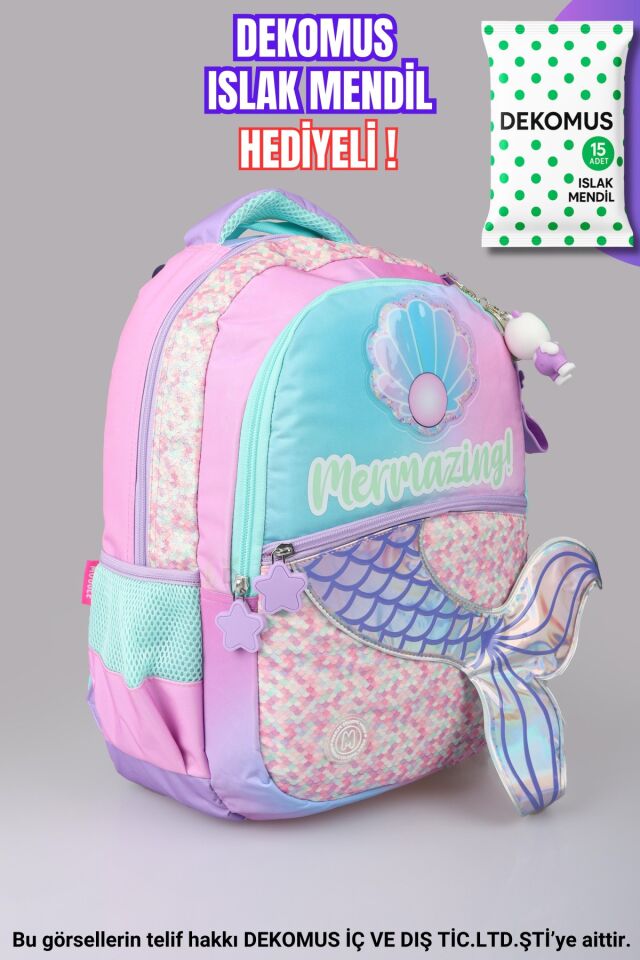 ''DEKOMUS ISLAK MENDİL HEDİYELİ'' ÖZEL TASARIM ''PEARLA KOLEKSİYONU'' BÜYÜK BOY OKUL ÇANTASI