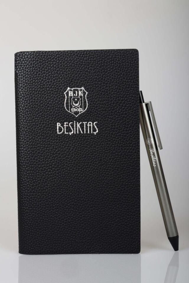 x Dekomus Lisanslı Beşiktaş A6 Suni Deri Bloknot & Tükenmez Kalem