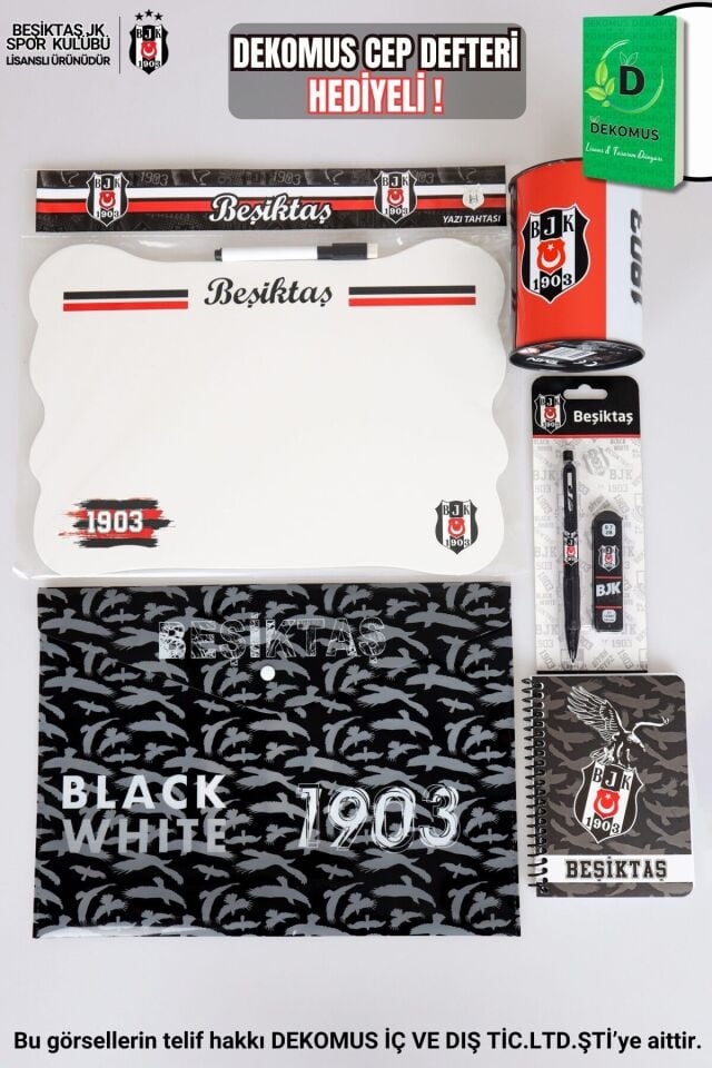 ''DEKOMUS CEP DEFTERİ HEDİYELİ'' YENİ SEZON LİSANSLI BEŞİKTAŞ ÇITÇIT DOSYA,BLOKNOT,YAZI TAHTASI,KUMBARA,UÇLU KALEM VE UÇ SETİ