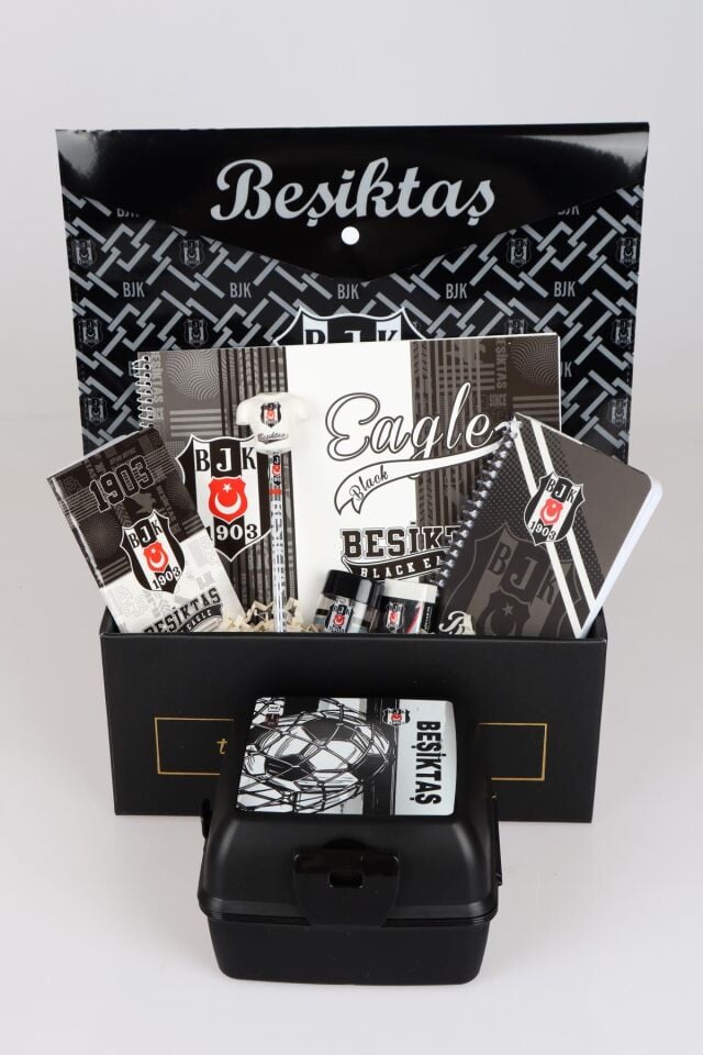 DEKOMUS ÖZEL KUTULU LİSANSLI BEŞİKTAŞ BESLENME KABI VE KIRTASİYE SETİ