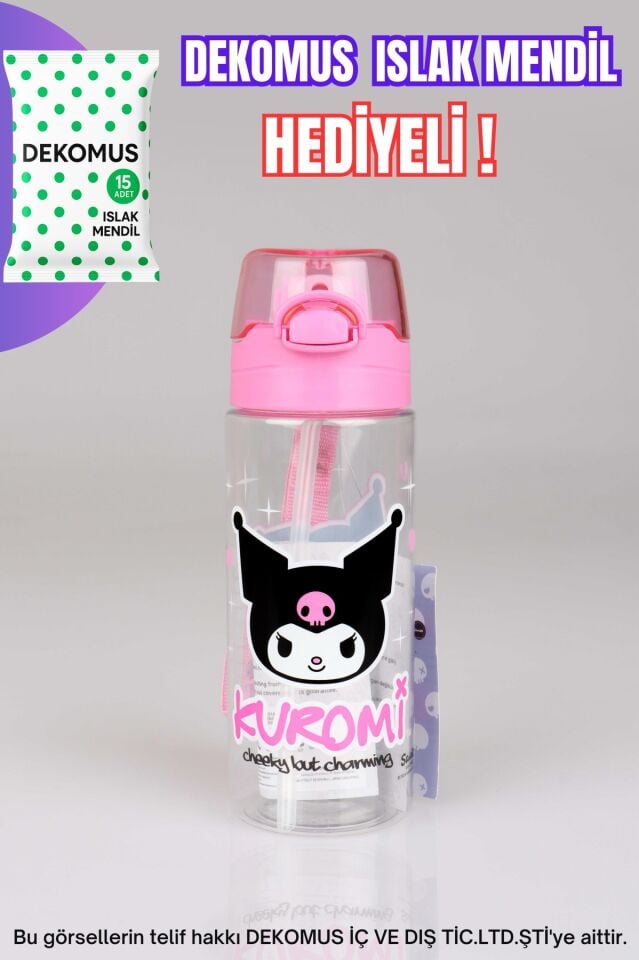 ''DEKOMUS ISLAK MENDİL HEDİYELİ'' YENİ SEZON LİSANSLI KUROMI TRITAN MATARA 500 ML