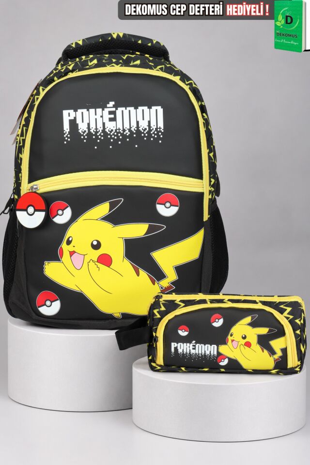 Lisanslı Pokemon Electric Shadow Collection Büyük Boy Okul Çantası ve Kalem Çantası