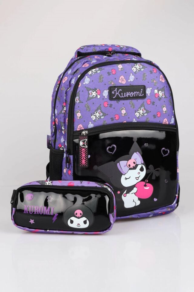 DEKOMUS İLE LİSANSLI KUROMI ''CHERRY'' ÖZEL KOLEKSİYON OKUL ÇANTASI VE KALEM ÇANTASI 2'LİSİ