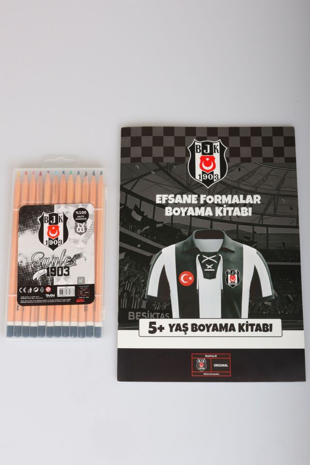 Lisanslı Beşiktaş Boyama Seti 12'li Kuru Boya Kalemi ve Boyama Kitabı