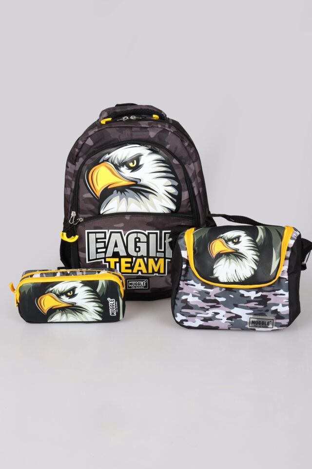YENİ SEZON LİSANSLI KARTAL/EAGLE OKUL ÇANTASI, TERMOSLU BESLENME ÇANTASI VE KALEM ÇANTASI OKUL SETİ