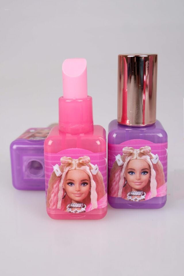 YENİ SEZON LİSANSLI BARBIE OJE TASARIM SİLGİLİ KALEMTRAŞ 2'LİSİ