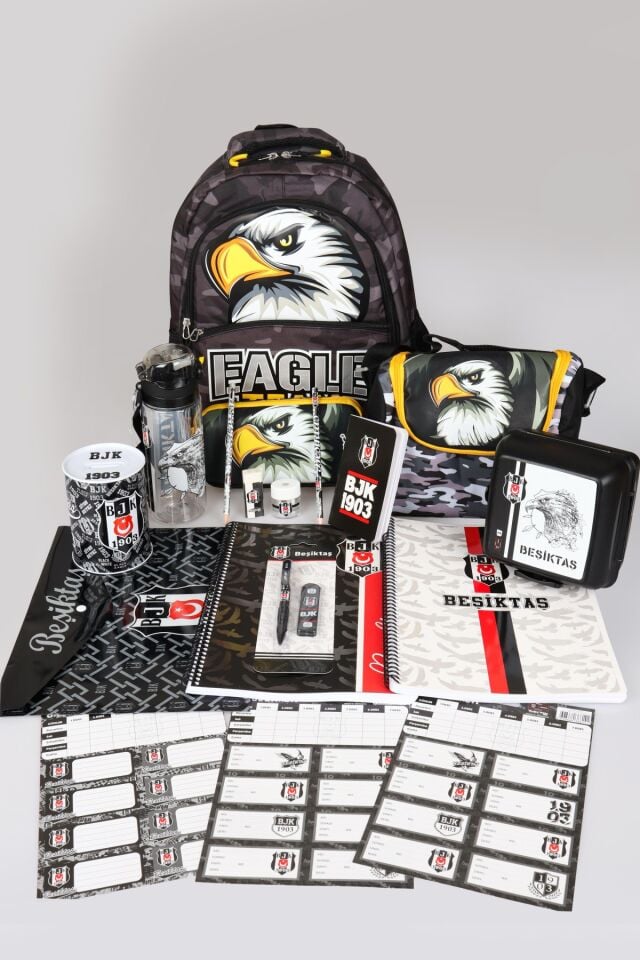 YENİ SEZON LİSANSLI KARTAL/EAGLE OKUL,TERMOSLU BESLENME VE KALEM ÇANTASI İLE FULL KIRTASİYE OKUL SETİ