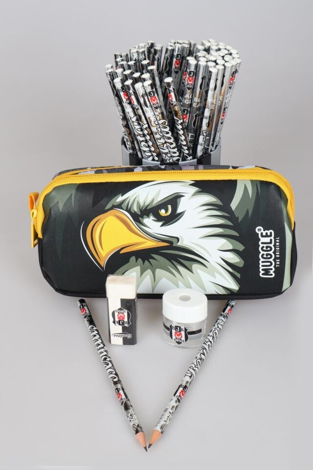 YENİ SEZON LİSANSLI KARTAL/EAGLE KALEM ÇANTASI,2 ADET KURŞUN KALEM,SİLGİ VE KALEMTRAŞ KIRTASİYE SETİ