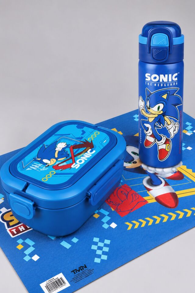 x Dekomus Lisanslı Sonic 600 ML Çift Fonksiyon Kapaklı Çelik Matara,Beslenme Kabı ve Beslenme Örtüsü Seti