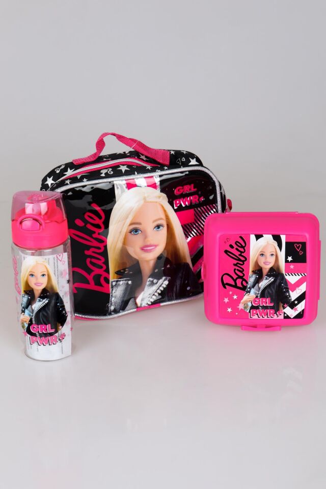 DEKOMUS İLE YENİ SEZON  LİSANSLI BARBIE GIRL POWER BESLENME ÇANTASI,500 ML MATARA VE BESLENME KABI SETİ