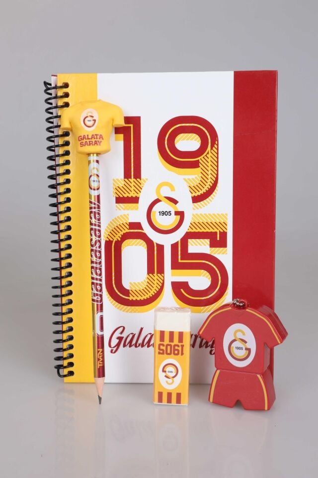 LİSANSLI GALATASARAY SERT KAPAK AJANDA ,SİLGİ TEPELİ KURŞUN KALEM,FORMA TASARIM KALEMTRAŞ VE SİLGİ SETİ