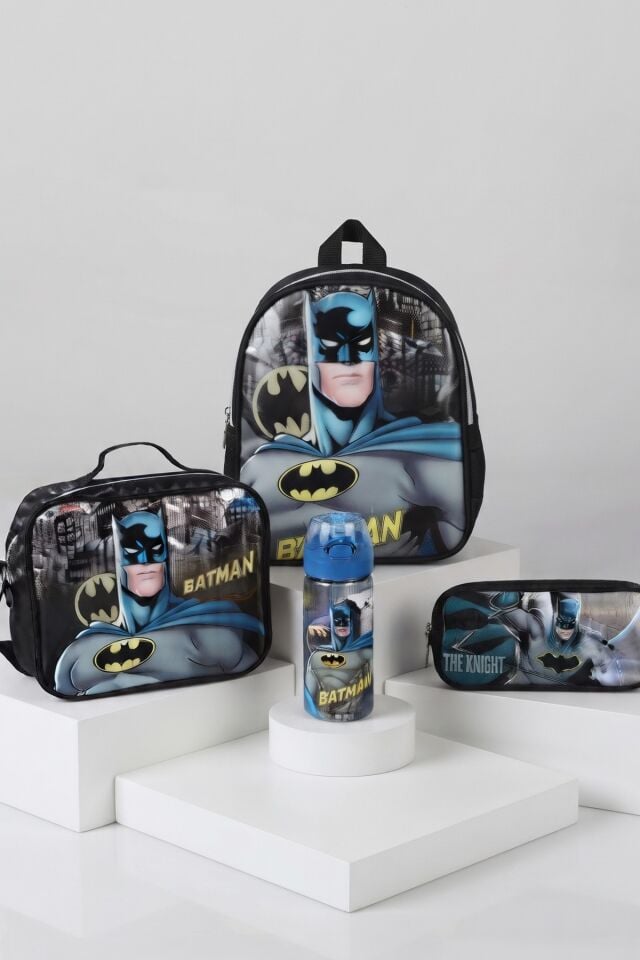 LİSANSLI BATMAN TEK BÖLMELİ KÜÇÜK BOY 32 CM ANAOKUL,BESLENME VE KALEM ÇANTASI VE 500 ML TRITAN MATARA OKUL SETİ
