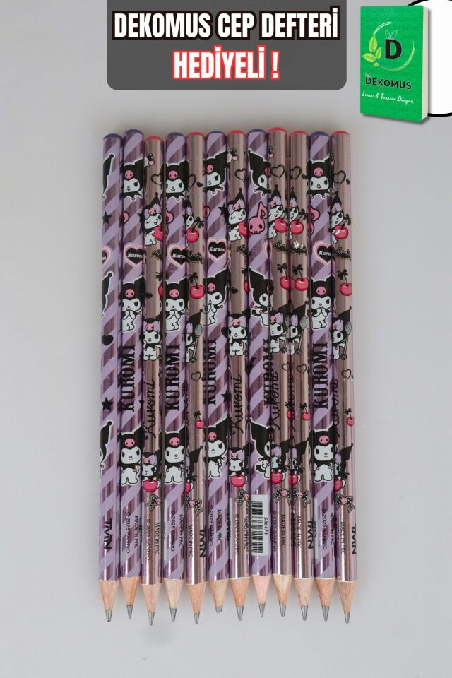 DEKOMUS CEP DEFTERİ HEDİYELİ LİSANSLI KUROMI ''12 ADET'' KURŞUN KALEM SETİ