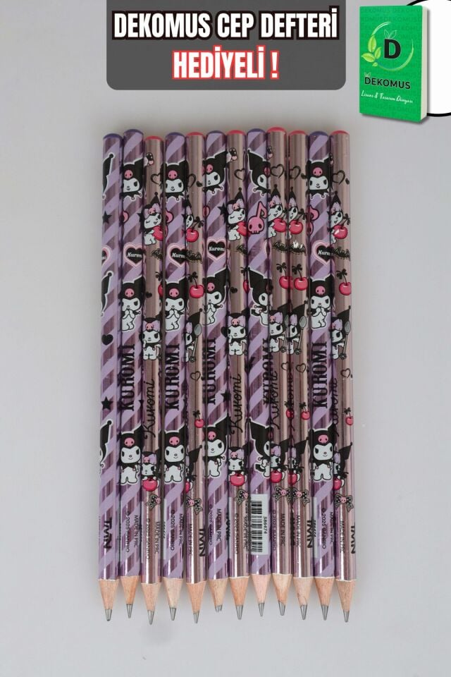 DEKOMUS CEP DEFTERİ HEDİYELİ LİSANSLI KUROMI ''12 ADET'' KURŞUN KALEM SETİ