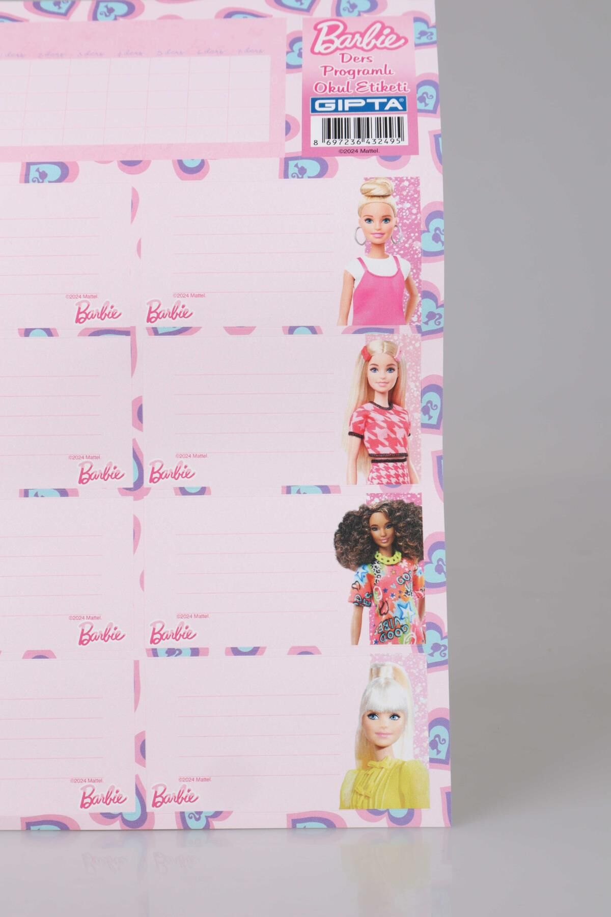YENİ SEZON LİSANSLI BARBIE 24'LÜ OKUL ETİKETİ *DERS PROGRAMLI*