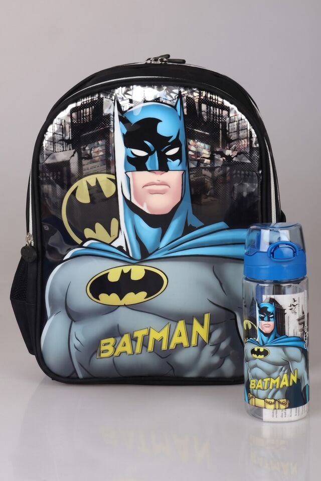 YENİ SEZON LİSANSLI BATMAN OKUL ÇANTASI VE 500 ML TRITAN MATARA OKUL SETİ