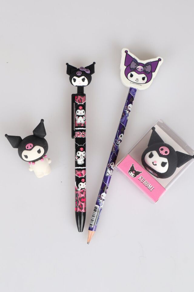 DEKOMUS İLE YENİ SEZON LİSANSLI KUROMİ VERSATİL UÇLU KALEM 0.7 MM ,SİLGİ TEPELİ KURŞUN KALEM,ŞEKİLLİ KALEMTRAŞ VE 3D SİLGİ KIRTASİYE SETİ