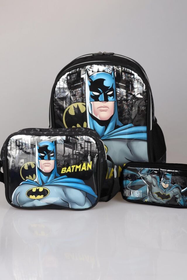 YENİ SEZON LİSANSLI BATMAN TEK BÖLMELİ KÜÇÜK BOY ANAOKUL,BESLENME VE KALEM ÇANTASI OKUL SETİ