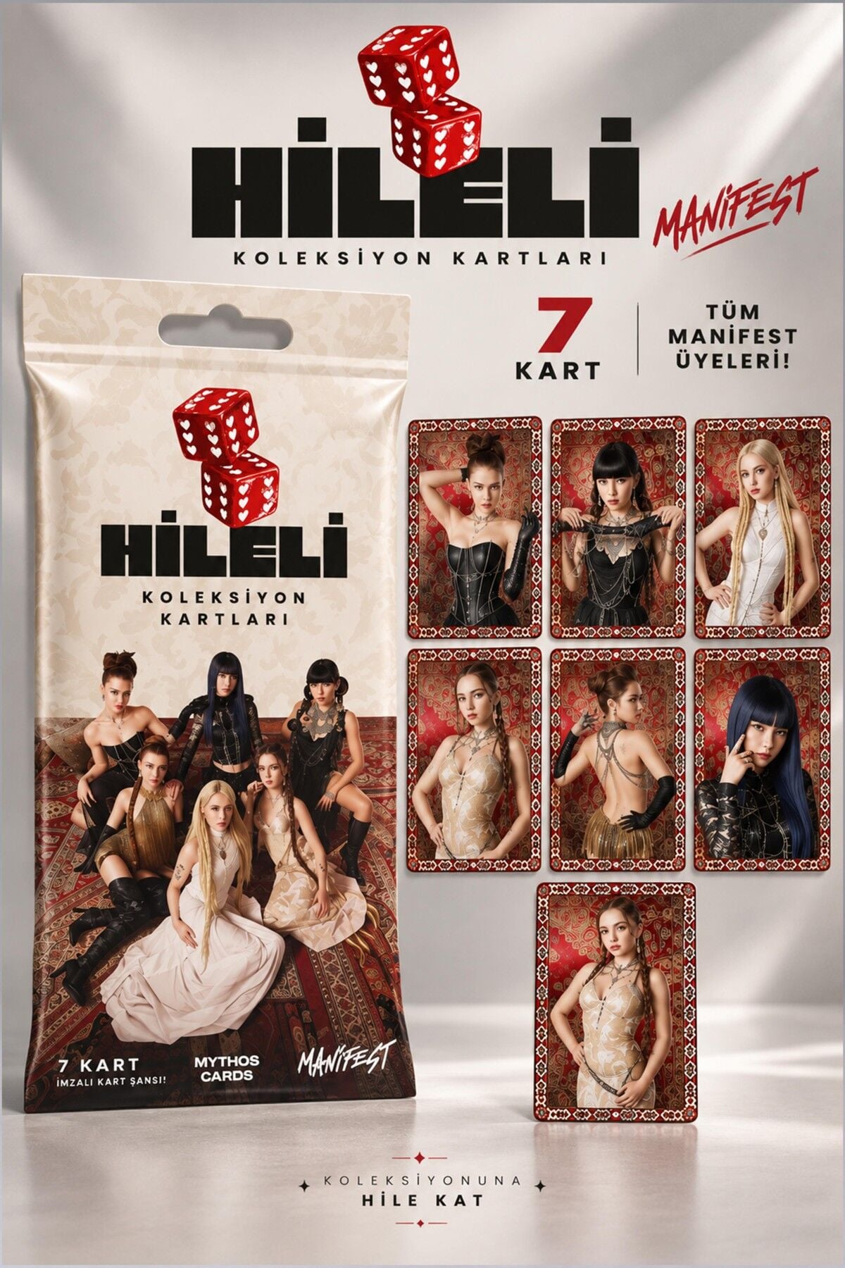 Lisanslı Manifest Toz Pembe Collection 500 ML Tritan Matara ve 6'Lı Toz Pembe Koleksiyon Kart Seti Dekomus Cep Defteri Hediyeli